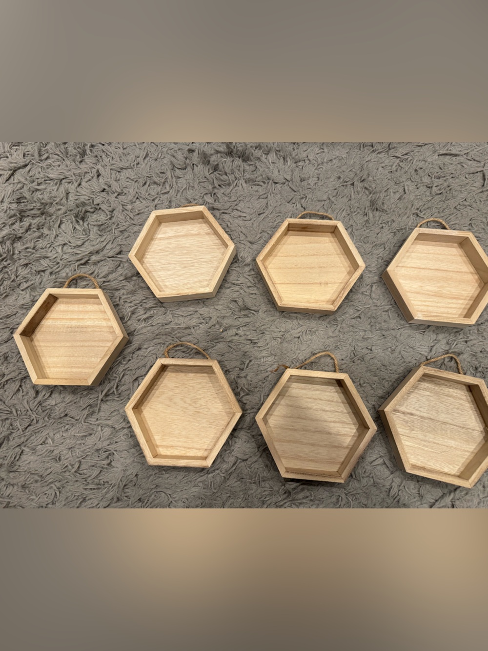 NWT - Natural Wood shadow Hexagon boxes  - 7